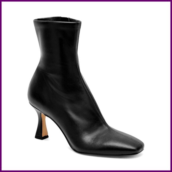 Shoes - Kitten Heel Ankle Boots Square Toe Side Zipper Dressy Booties Fall Shoes